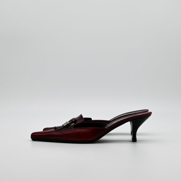 PRADA Kitten Heel Mules Tassel Square Pointed Toe EUC Vintage 36.5 - Picture 4 of 7